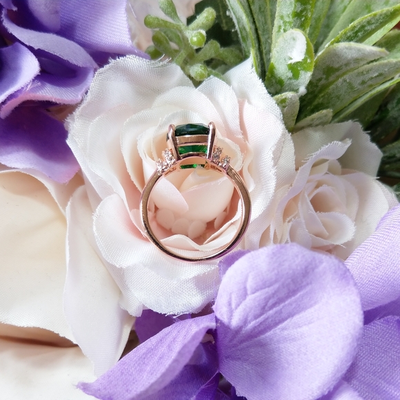 🔥LAST 1🔥NEW ROSE GOLD PLATED EMERALD RING - Picture 5 of 15